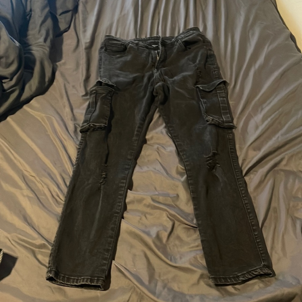Men’s Shien Cargo Distressed Skinny Jeans